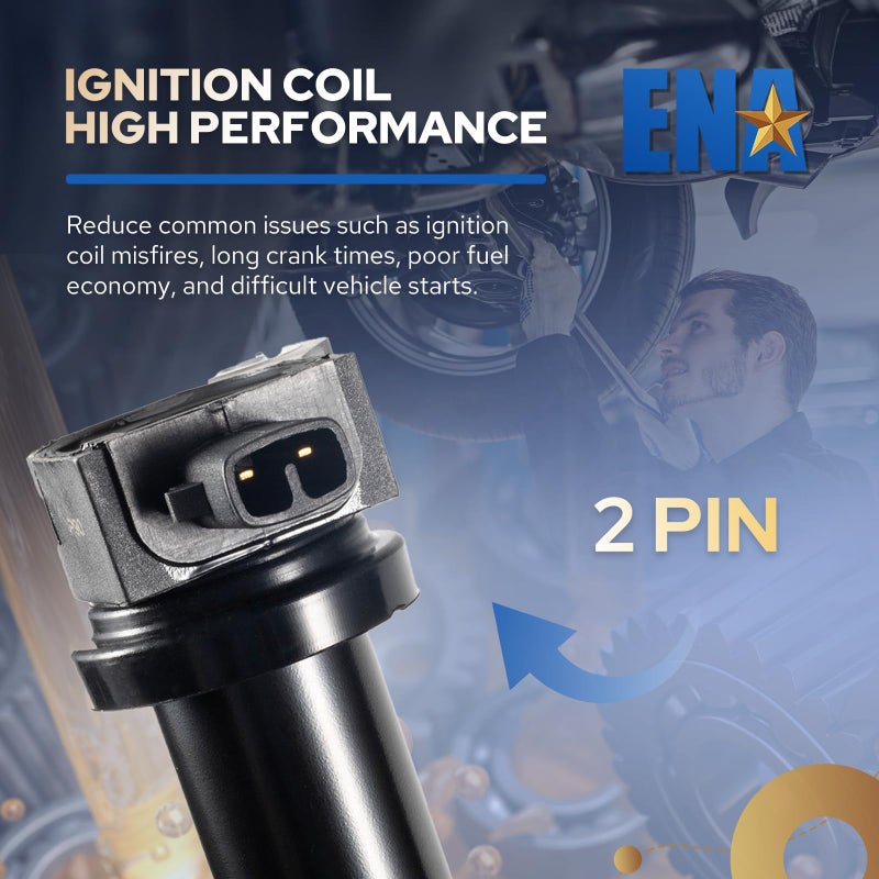 ENA Set of 4 Ignition Coil Pack Compatible with Hyundai Kia Dodge 2006 2007 2008 2009 2010 2011 Accent Rio Rio5 Attitude L4 1.6L Replacement for UF499 C1543 1788290 521841GN10330 273013C000 1AMIC0004 - Image 4